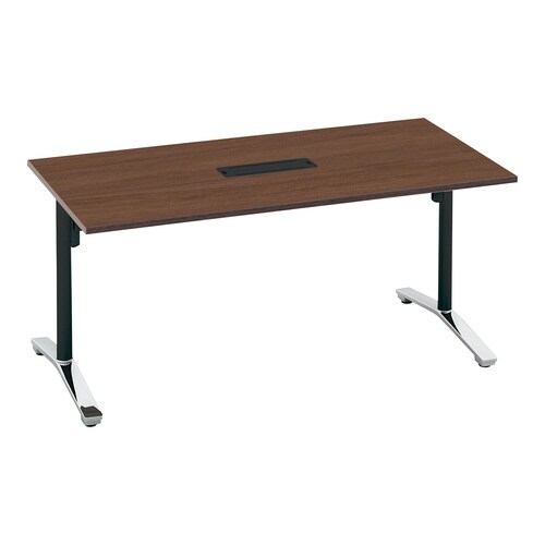 ビエナ 固定角型天板配線付 ポリ脚キャスター