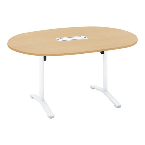 ビエナ 固定楕円天板配線付 塗装脚アジャスター