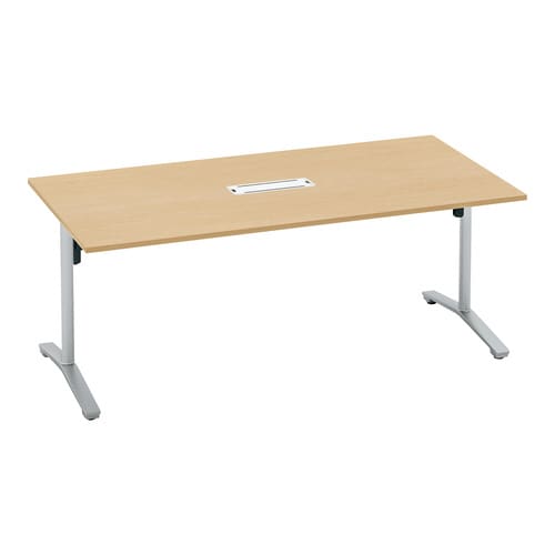 ビエナ 固定角型天板配線付 塗装脚キャスター