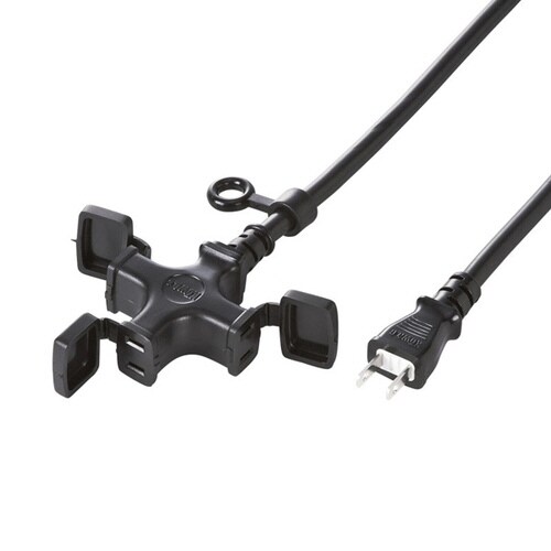 電源延長コード(3分岐・2P)防塵キャップ付き