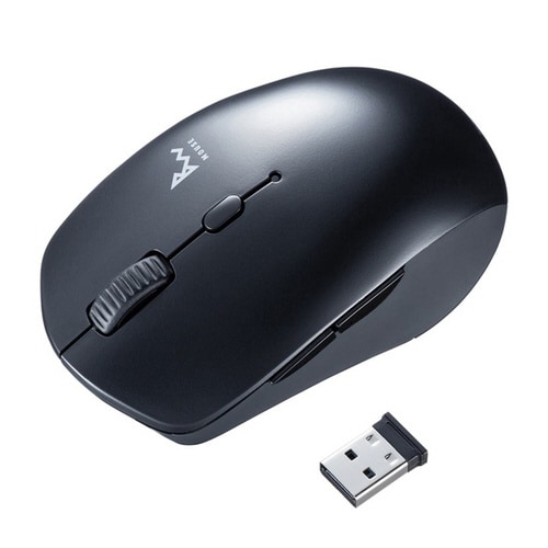 静音ワイヤレスブルーLEDコンボマウス(ブラック)