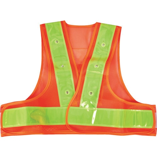 LED付ショート安全ベスト オレンジ×蛍光イエロー