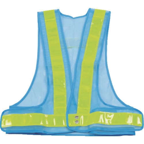 安全ベスト 水色*イエロー ポリエステル製