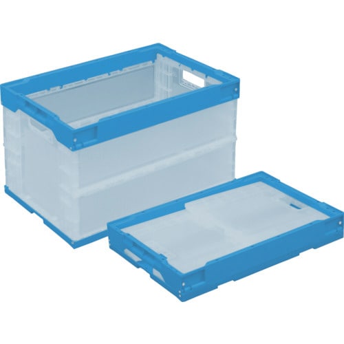 オリコン α折りたたみコンテナ 50L 透明ブルー