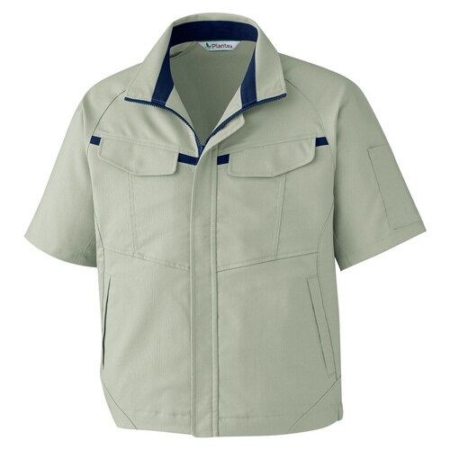 半袖ブルゾン VES666グリーン×ネイビー M