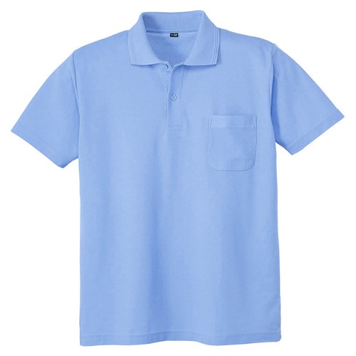 鹿の子 半袖ポロシャツ 001 6 サックス L