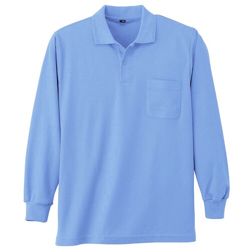 鹿の子 長袖ポロシャツ 002 6 サックス 5L