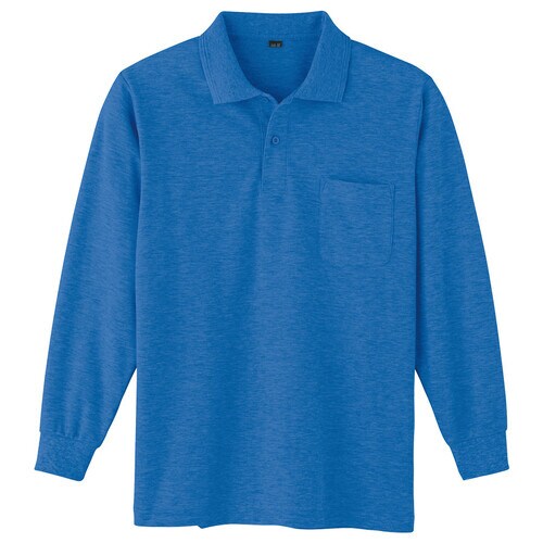 鹿の子 長袖ポロシャツ 002 8 Rブルー LL