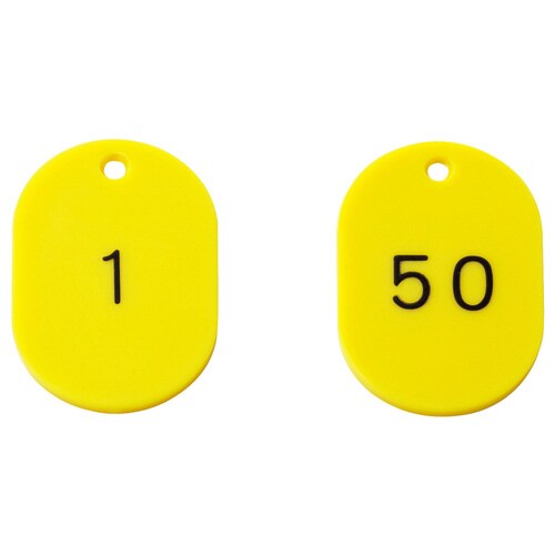 番号札 60×40 黄1−50(50枚1組)