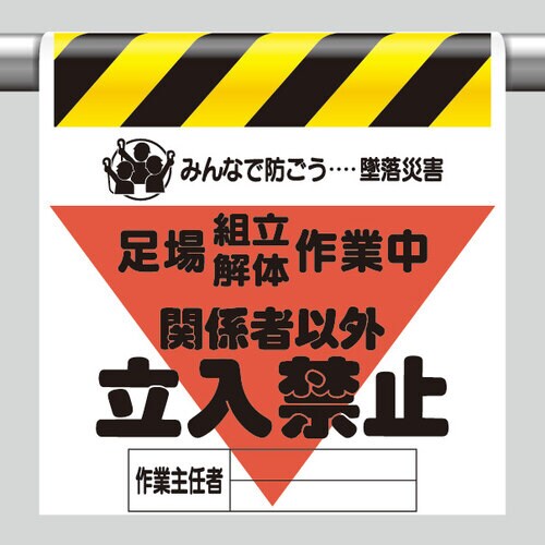 墜落災害防止標識 足場組立解体作業中