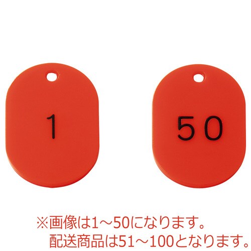 番号札 45×30 赤51−100(50枚1組)