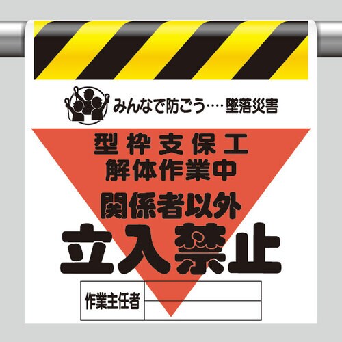 墜落災害防止標識 型枠支保工解体作業中