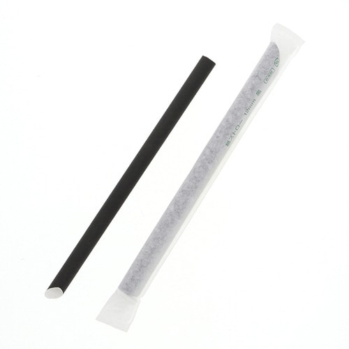 紙ストロー 12mm 斜口 単袋 黒 6袋