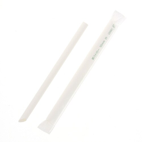 紙ストロー 12mm 斜口 単袋 白 6袋