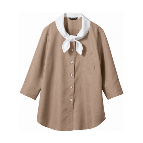 ブラウス レディス 7分袖 ブラウンチェ
