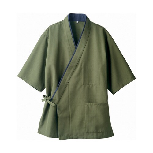 はっぴ 兼用 7分袖 鶯/紺 3−524 L