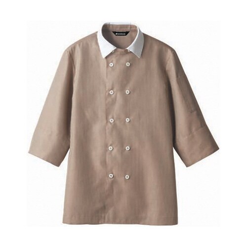 シャツ 兼用7分袖 ブラウンチェック/白