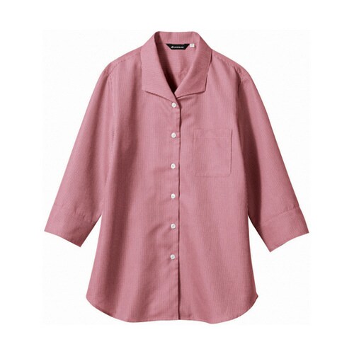 ブラウス レディス 7分袖 ワインチェッ