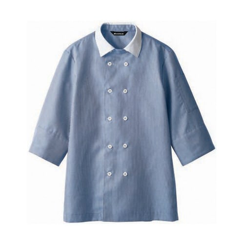 シャツ 兼用7分袖 ブルーチェック/白