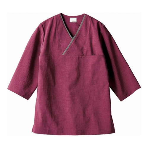 プルオーバー 兼用 7分袖 ワイン/グレ