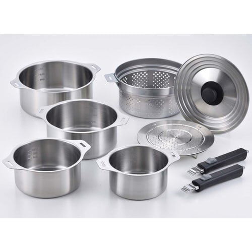 燕三 IH着脱式鍋4点(蒸し台・中かご付