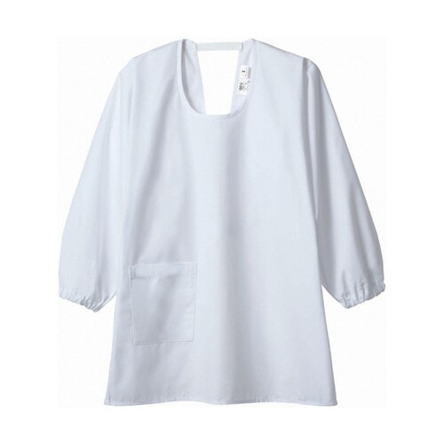 カッポウ型給食衣 児童用 長袖 白 PV