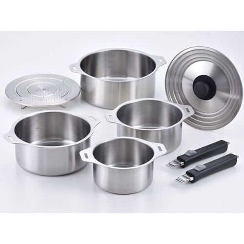 燕三 IH着脱式鍋4点セット(蒸し台付)