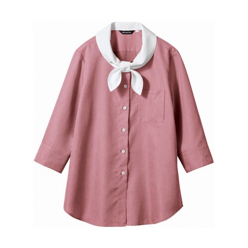 ブラウス レディス 7分袖 ワインチェッ