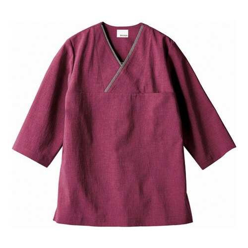 プルオーバー 兼用 7分袖 ワイン/グレ