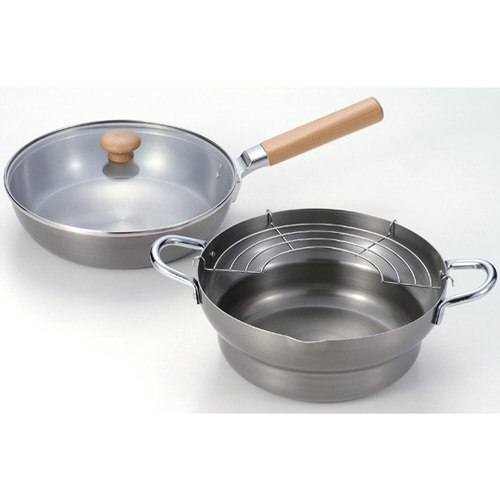 千歳 蓋付鉄フライパン&鉄段付き揚げ鍋2