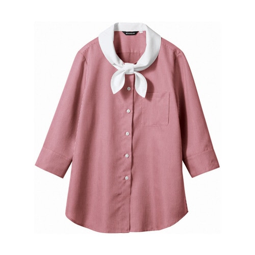 ブラウス レディス 7分袖 ワインチェッ