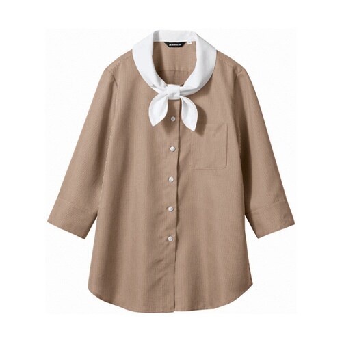 ブラウス レディス 7分袖 ブラウンチェ