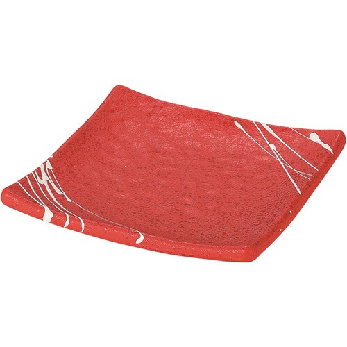 118正角皿 朱タタキ乱糸塗 50022055