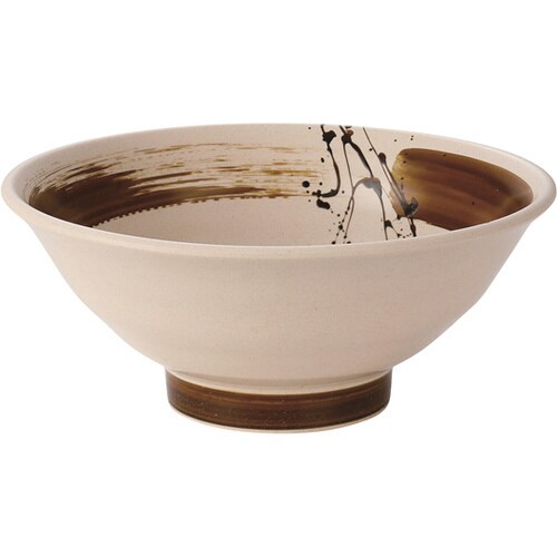 176ロクロ目麺鉢 粉引アメ釉刷毛目塗