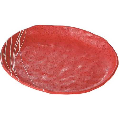 208楕円皿 朱タタキ乱糸塗 50022230