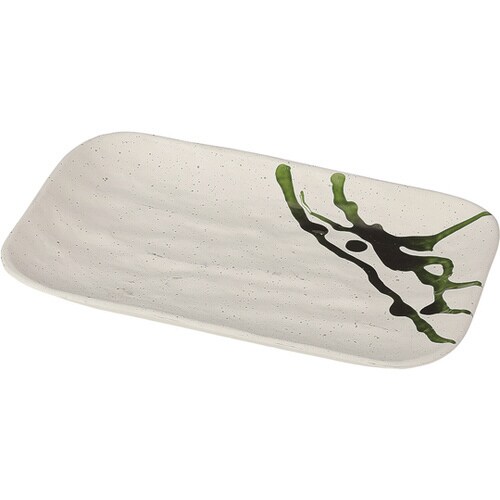 178長角皿 織部流し 50021901