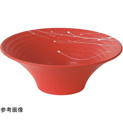 190羽反ロクロ目麺鉢 朱タタキ乱糸塗