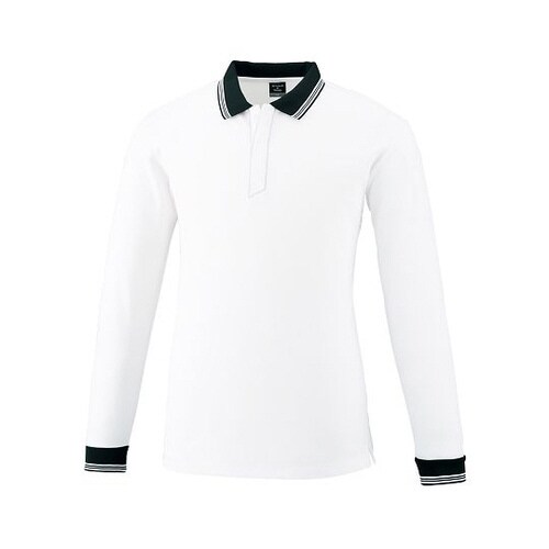 371−90−6L 長袖ポロ 白 6L