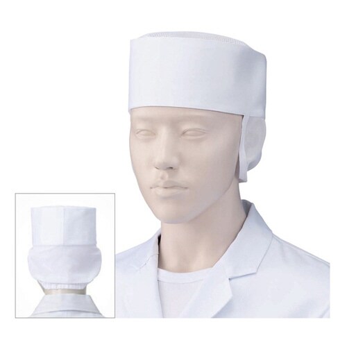 メッシュ付小判帽(2枚) 白 M 472−60 M