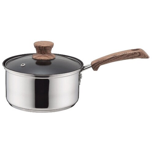 ウッディパル 3層底ガラス蓋付片手鍋 1