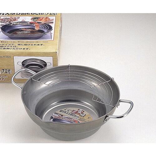 食三昧 鉄製段付天ぷら鍋 28cm(アミ