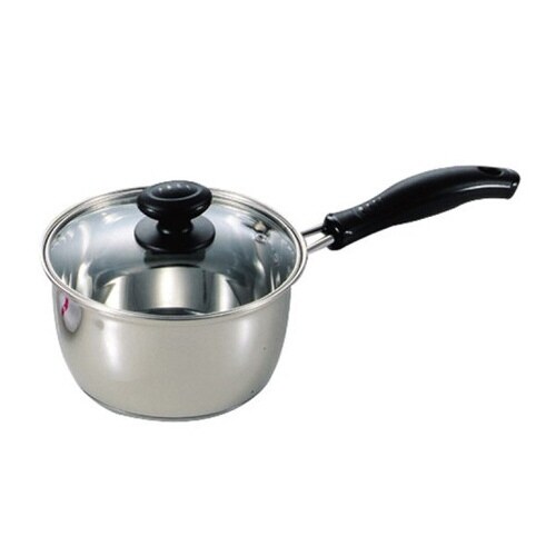 H921 3層底ガラス蓋付片手鍋16cm