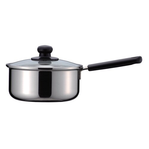 H−7769 3層鋼ガラス蓋付片手鍋18