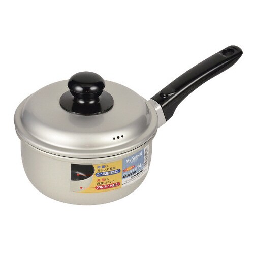 マイセレクト アルミ片手鍋 14cm(内