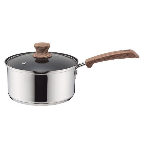 ウッディパル 3層底ガラス蓋付片手鍋 1