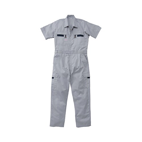 ストライプ半袖つなぎ服 グレー 4L 1