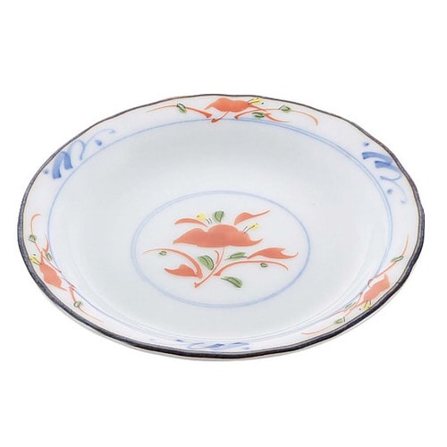 8181430 赤絵花 丸皿3.5寸