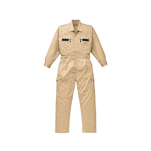 ストライプつなぎ服 カーキ 5L 1−8