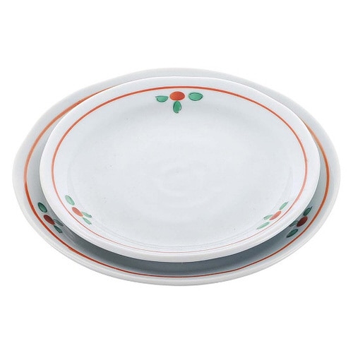 8181460 赤絵花紋 丸皿5寸