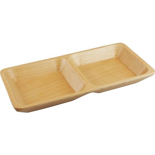 ブナ 長角プレート 2ツ仕切り V−071